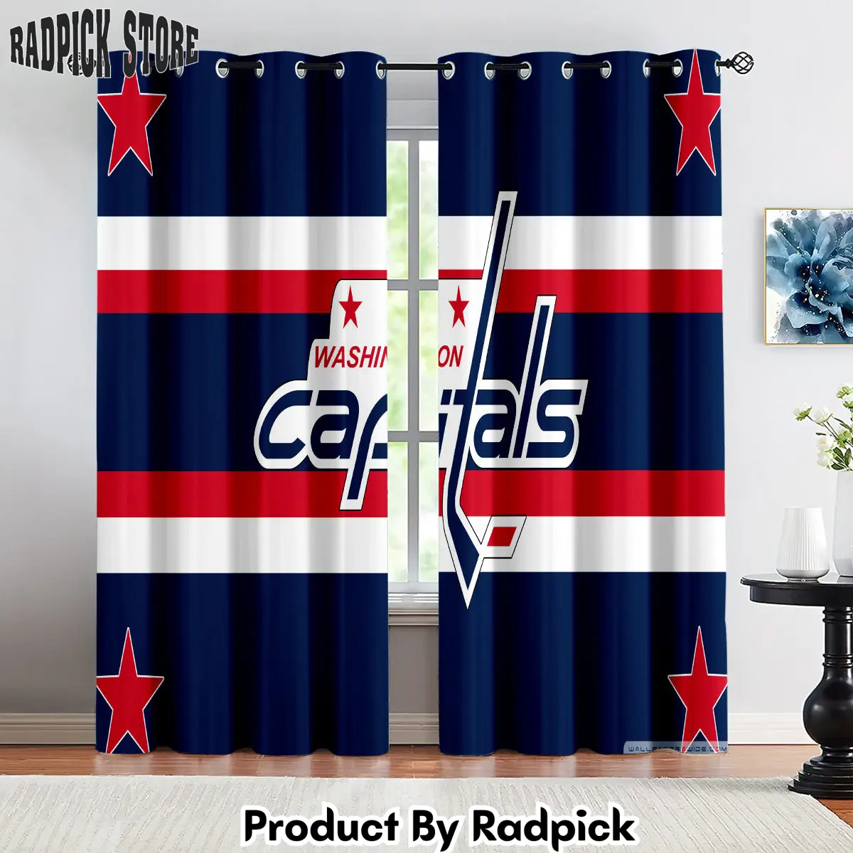 Radpick washington capitals hockey league curtains drapes for window treatment set 8 rp852142